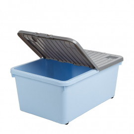 45 Litre Blue Box with Wheels and Grey Lid