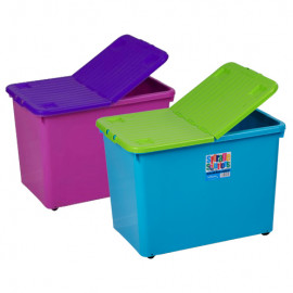 80 Litre Coloured Boxes with Wheels and Folding Lid