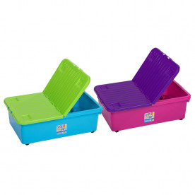 32 Litre Coloured Boxes with Wheels and Folding Lid