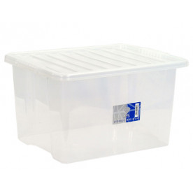30 Litre Clear Storage Box - Black Lid